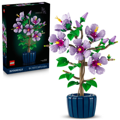 LEGO Botanicals Hibiscus Flower Building Set - Artificial Plant & Flower Building Blocks for Women & Men, Ages 18+ - Home, Office Decor Gift Idea - 10372 LEGO