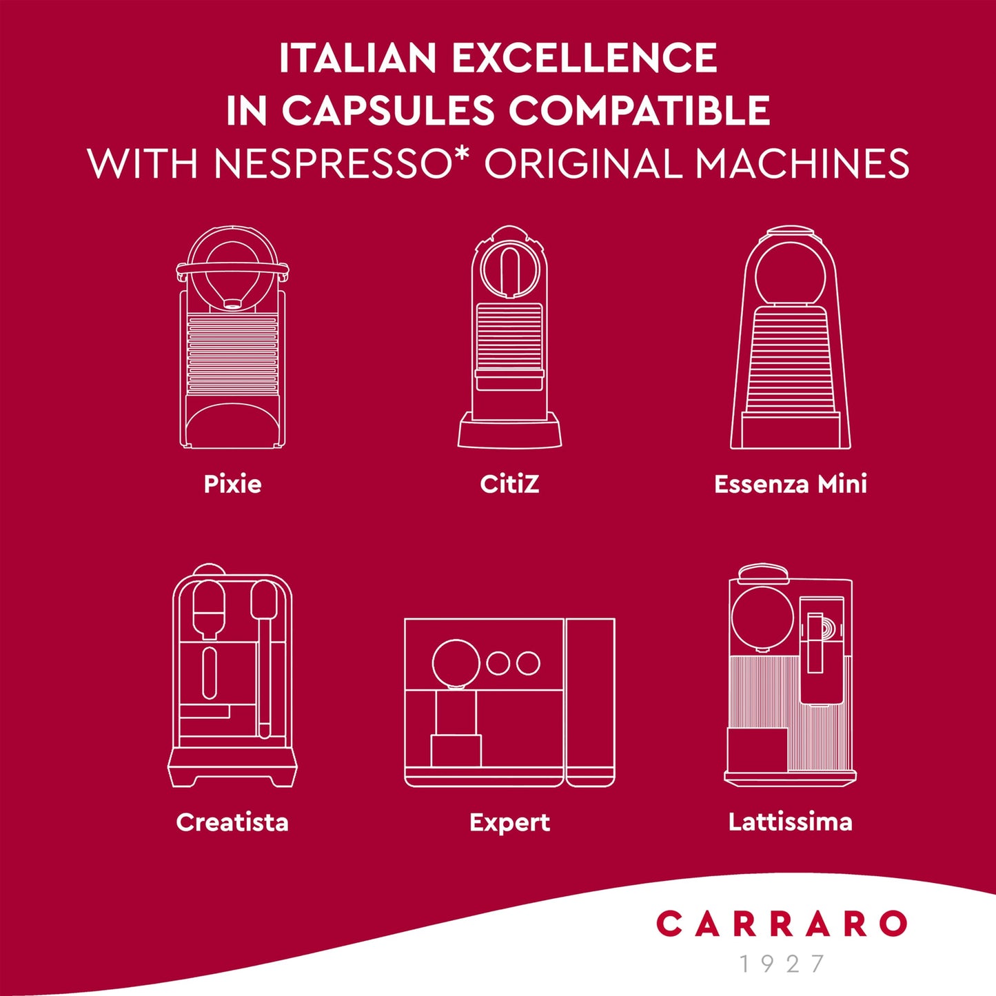 CARRARO 100-Pod Variety Pack - Nespresso Original Compatible Aluminum Capsules - Italian Medium & Dark Roast Selection