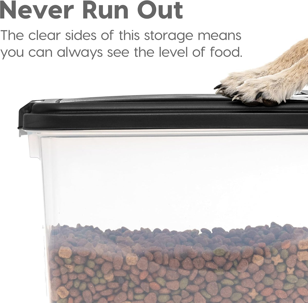 IRIS USA WeatherPro Airtight Pet Food Storage Container, 13.6 kg, Black