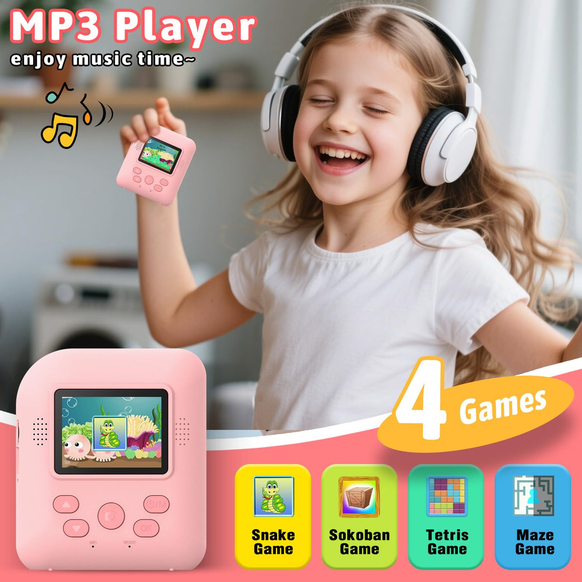 Kids Instant Print Camera Toys,1080P HD Toddler Digital Video Camera,Christmas Birthday Gifts for Girls Boys Age 3-12 Year Old - 32G SD Card Included (Pink) 🍁 All In One Marketplace Canada