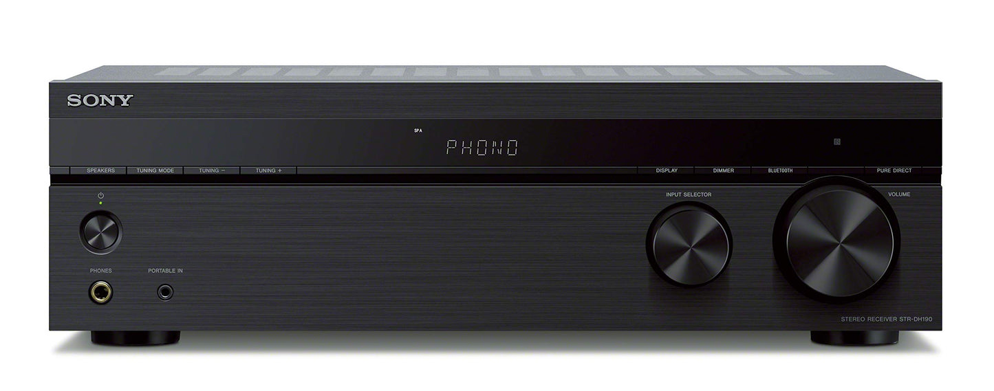 Sony STRDH190 2-ch Stereo Receiver with Phono Inputs and Bluetooth Audio Component, Black Sony