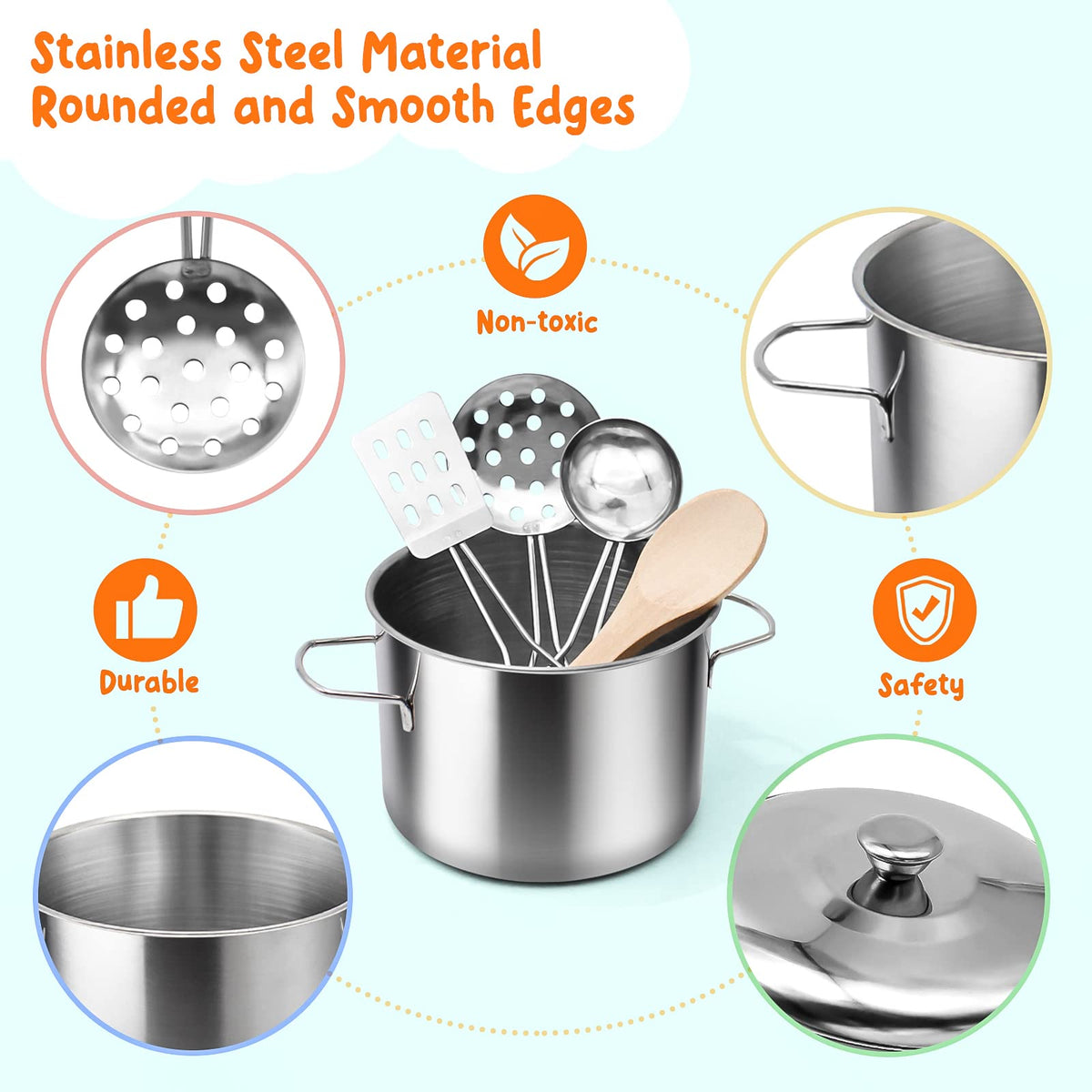 Kids Pretend Play Kitchen Accessories Set, 38pc Play Pots Pans Set for Kids 🍁 All In One Marketplace Canada