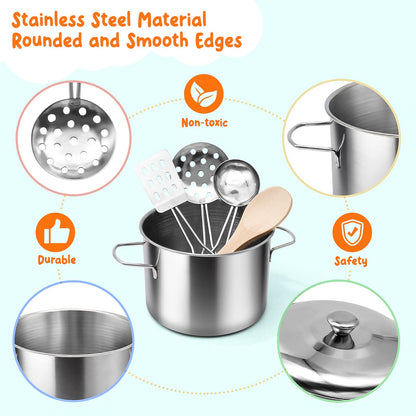 Kids Pretend Play Kitchen Accessories Set, 38pc Play Pots Pans Set for Kids 🍁 All In One Marketplace Canada