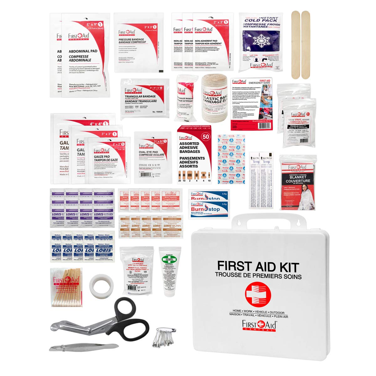 First Aid Central AZ-APFAKP All-Purpose Emergency First Aid Kit For Home, Work, and Travel, 145 Pieces - Available at All In One Marketplace Canada