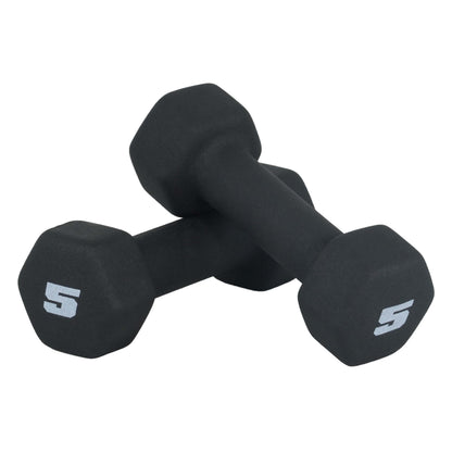 CAP Barbell Neoprene Dumbbell Weights, 5 lb Pair, Black