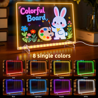 13.7x10 LumiBoard LED Drawing Board for Kids with 13 Light Effect,Acrylic Dry Erase Board Doodle Glow Board for Kids,Glow Art Drawing Gift for Girls Teens(7 Markers+Adaper - Available at All In One Marketplace Canada