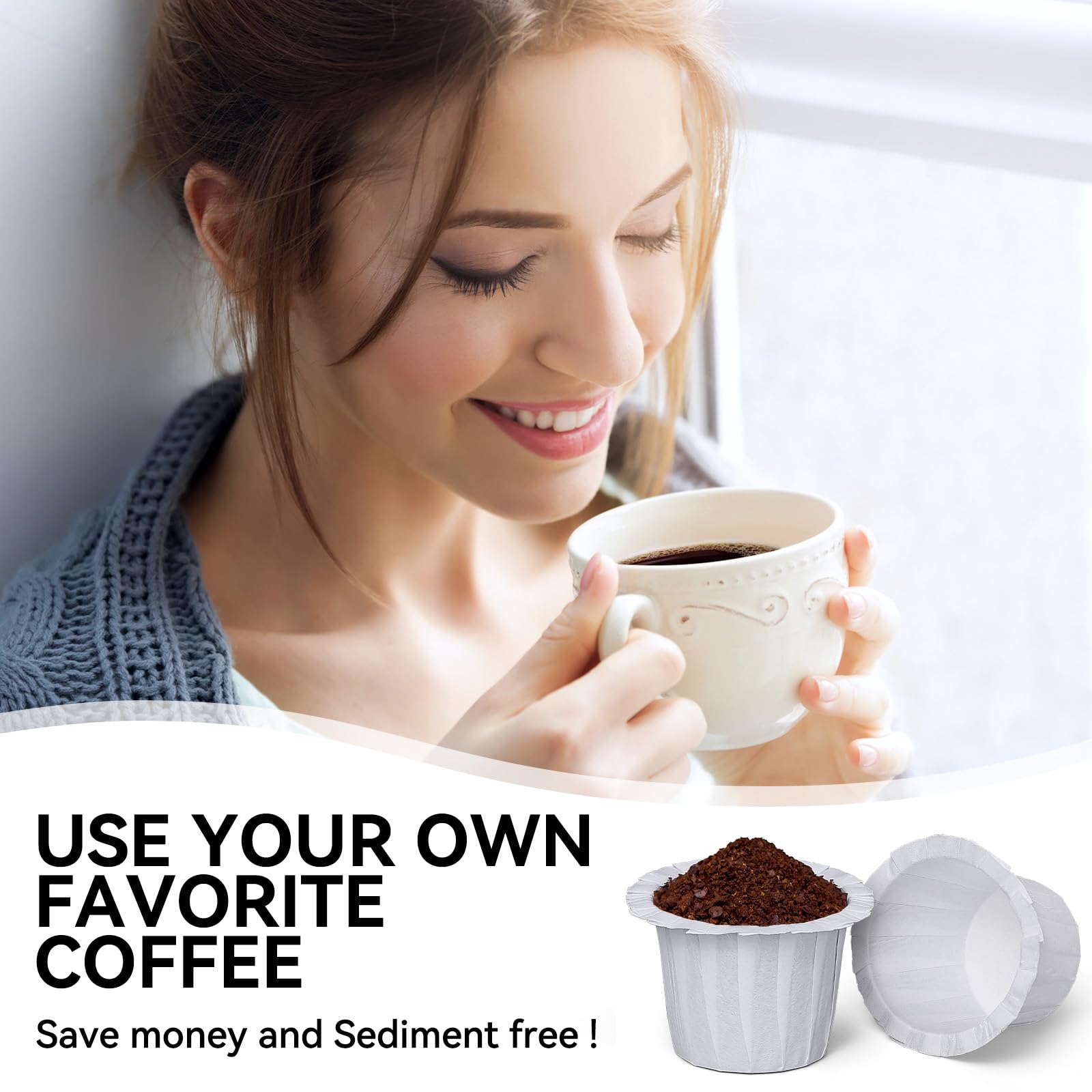 300 Count Fanativita K Cup Coffee Filters Disposable, Compatible with All Reusable K Cups (White) - Available at All In One Marketplace Canada