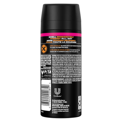 AXE Dark Temptation Deodorant Body Spray for 48-Hour odour protection, Dark Chocolate Aluminum-free Deodorant, 113g (Pack of 4) - Available at All In One Marketplace Canada