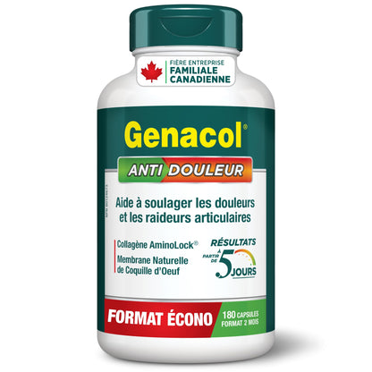Genacol Pain Relief (60-Day Supply) – Natural Eggshell Membrane and Ultra-Hydrolyzed Collagen Peptides, Joint Pain Relief Supplement, Results in Just 5 Days, Value Pack, 180 Capsules - Available at All In One Marketplace Canada