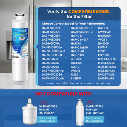 ICEPURE DA29-00020B Replacement for Samsung Water Filter HAF-CIN/EXP HAF-CIN DA29-00020B-1 RF28HMEDBSR RF263BEAESR RS25J500DSR RF263TEAESG RWF0700A HDX FMS-2 DA97-08006A-1 RF4287HARS RF28HFEDBSR 3PACK - Available at All In One Marketplace Canada