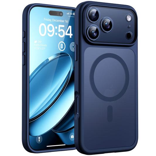 TOCOL Case for Phone 17 Pro Max, Full Camera Protection, Built-in Magnets, Compatible with Magsafe, Drop Protection, Translucent Matte Phone Case for 17 ProMax 6.9 inch (Dark Blue) - Available at All In One Marketplace Canada