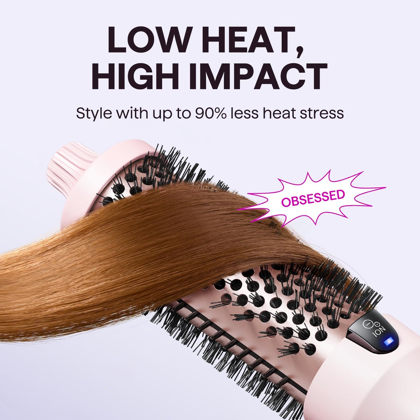 Wavytalk Thermal Brush, Blowout Boost 1.5 inch Curling Brush, Heated Round Brush for Blowout Look, Dual Voltage, Tourmaline Ceramic, Negative Ion Technology, 5 Temperature Settings - Available at All In One Marketplace Canada
