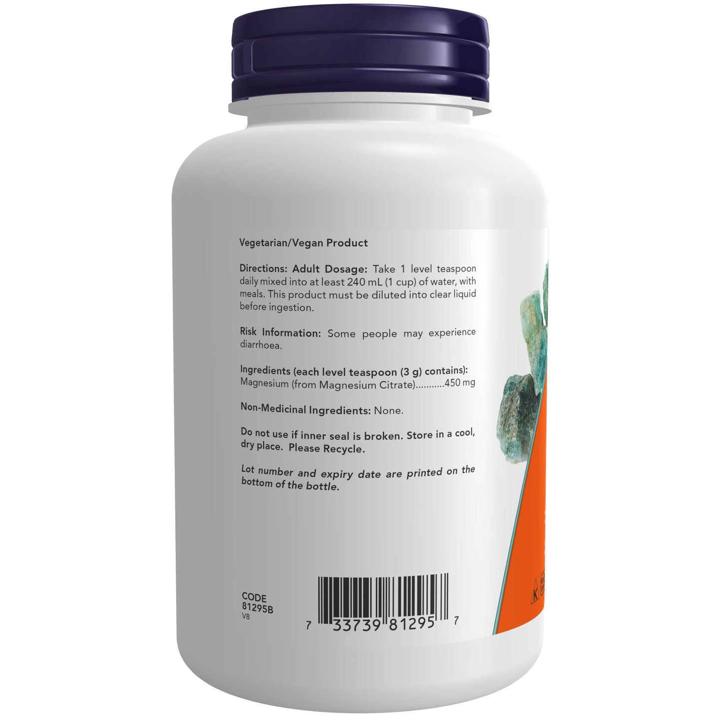 NOW Supplements, Magnesium Citrate Pure Powder, Enzyme Function*, Nervous System Support, 227g NOW