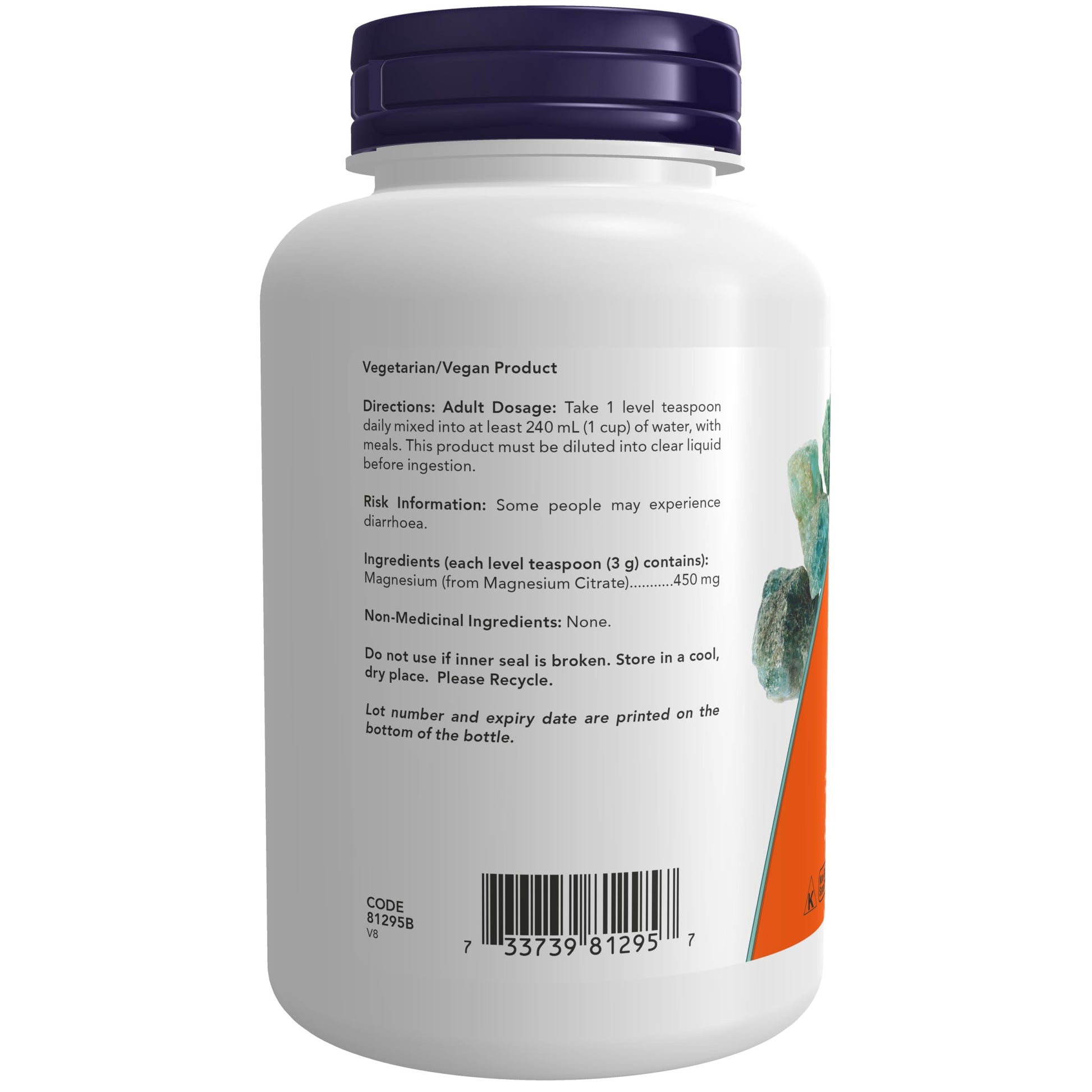 NOW Supplements, Magnesium Citrate Pure Powder, Enzyme Function*, Nervous System Support, 227g NOW