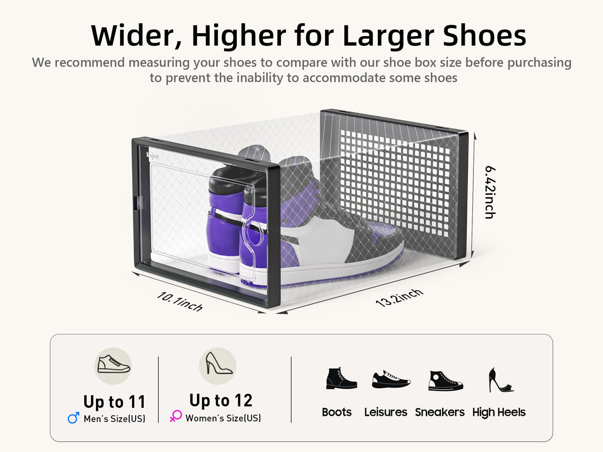 Kuject X-Large Shoe Boxes Organizers Fit US Women Size 12 / Men Size 11