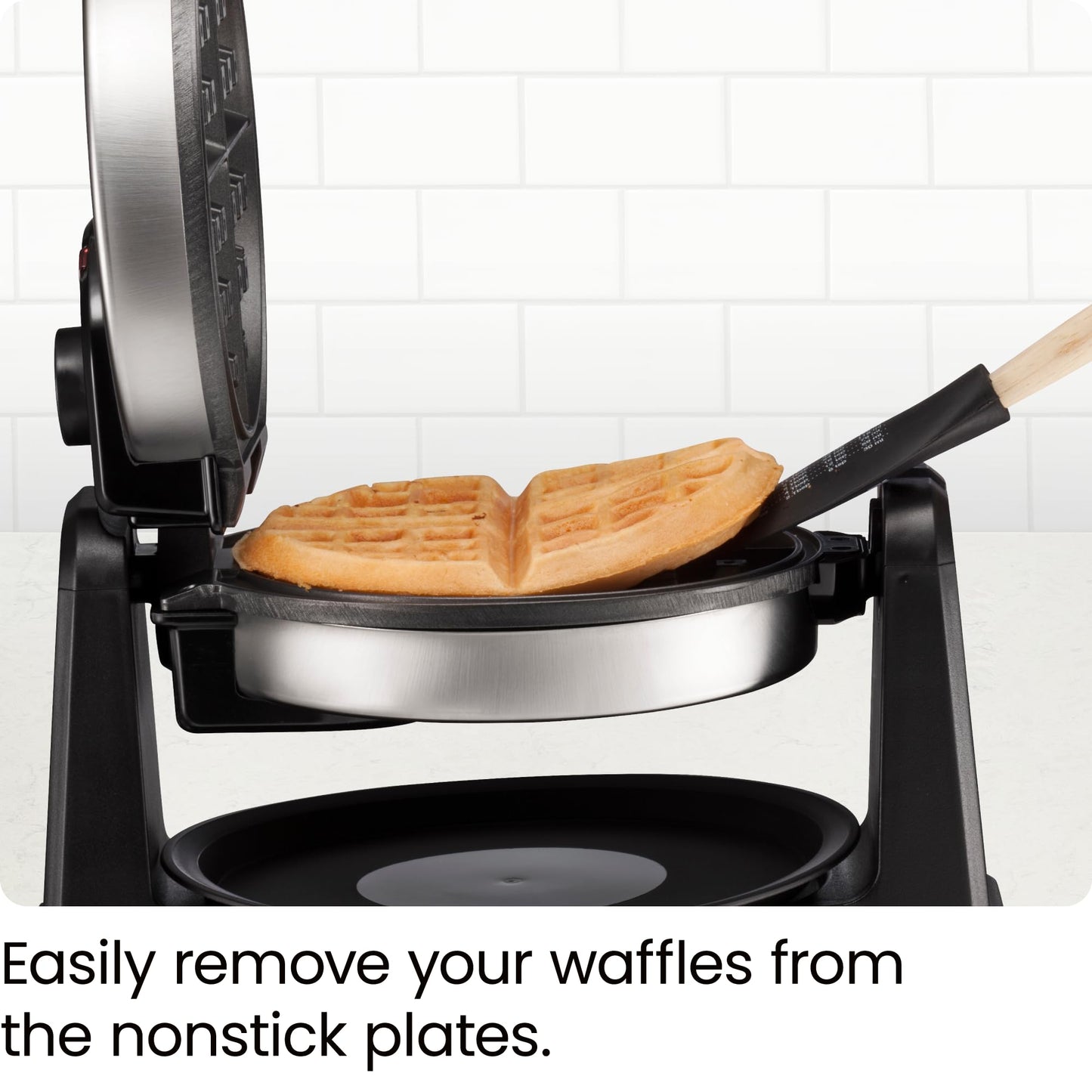 Chefman Rotating Belgian Waffle Maker, 180° Flip Iron w/ Non-Stick Plates, Adjustable Timer, Locking Lid, & Drip Plate, Space Saving Storage, Mess-Free Breakfast, Stainless Steel/Black - Available at All In One Marketplace Canada