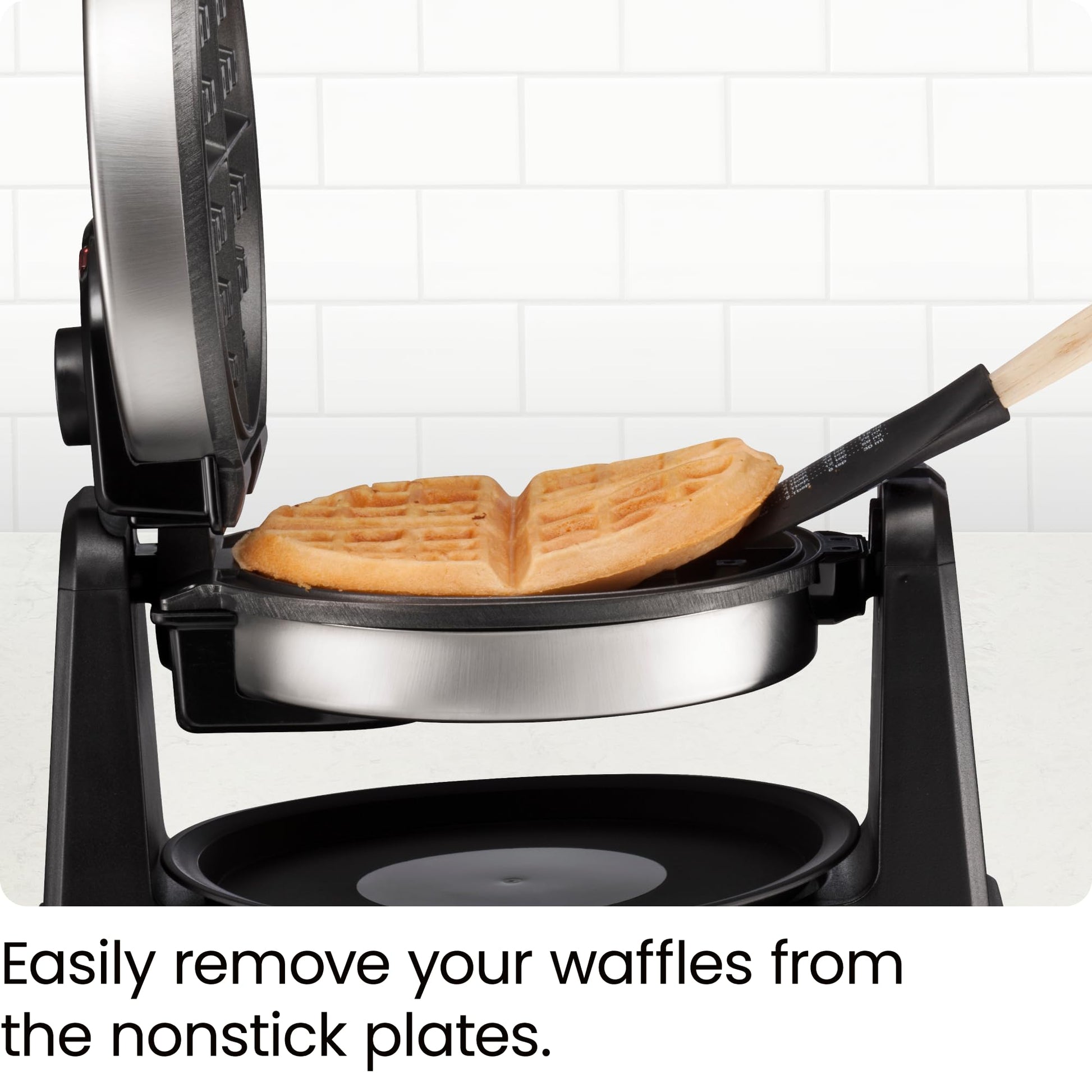 Chefman Rotating Belgian Waffle Maker, 180° Flip Iron w/ Non-Stick Plates, Adjustable Timer, Locking Lid, & Drip Plate, Space Saving Storage, Mess-Free Breakfast, Stainless Steel/Black - Available at All In One Marketplace Canada