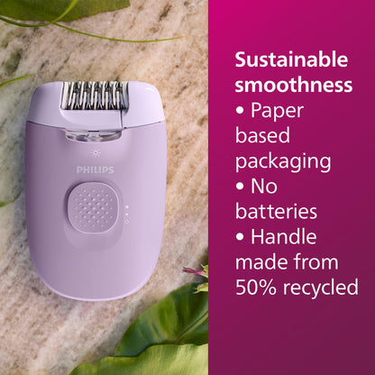Philips Epilator Series 4000, 3-in-1 with Shaver and Trimming Attachments for Women, LED Light, 2 Speed Settings, 4 Accessories, BRE257/04 - Available at All In One Marketplace Canada