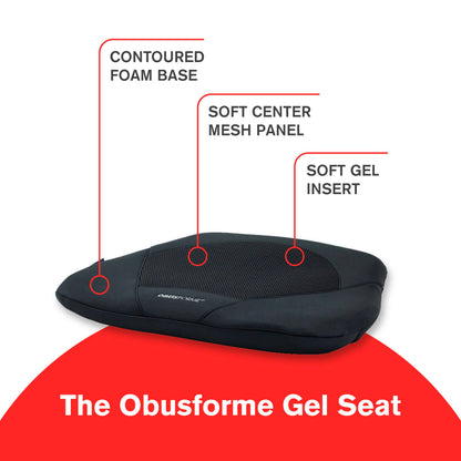ObusForme Gel Seat Cushion – Memory Foam Seat Cushion and Posture Support, Contoured Ergonomic Design for Soothing Relief, Soft Gel Insert and Mesh Panel