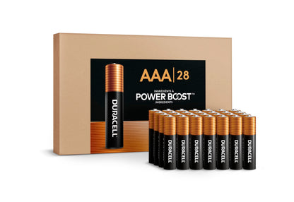 Duracell Coppertop AAA Alkaline Batteries with POWER BOOST Ingredients, 28 Count, Long-Lasting Alkaline in Re-closable Pack for Quick Access and Organized Storage