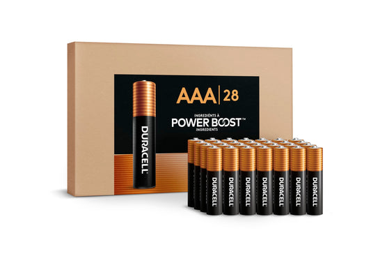 Duracell Coppertop AAA Alkaline Batteries with POWER BOOST Ingredients, 28 Count, Long-Lasting Alkaline in Re-closable Pack for Quick Access and Organized Storage
