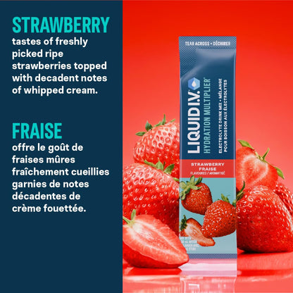 Liquid I.V. Hydration Multiplier Electrolyte Drink Mix - Enhanced Hydration Electrolyte Powder with Vitamins B3, B5, B6, B12 and C -18x On-the-go Sticks for Workout and Travel - Strawberry