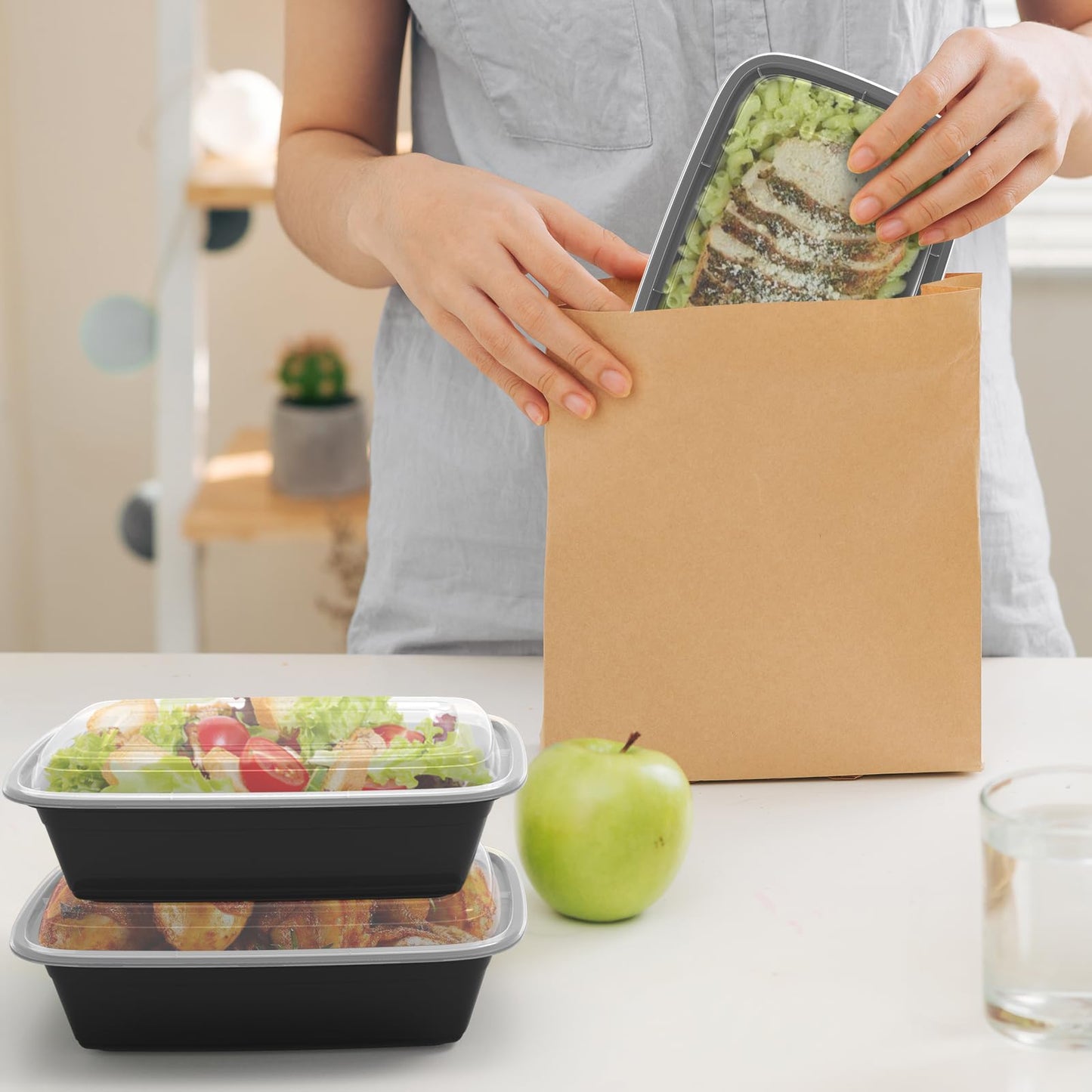 Meal Prep Containers Reusable 38oz - Food Containers with Lids 50 Pack, Disposable to Go Containers, Leakproof Food Prep Containers, Stackable, Takeout, BPA-Free, Microwave/Freezer Safe - Available at All In One Marketplace Canada
