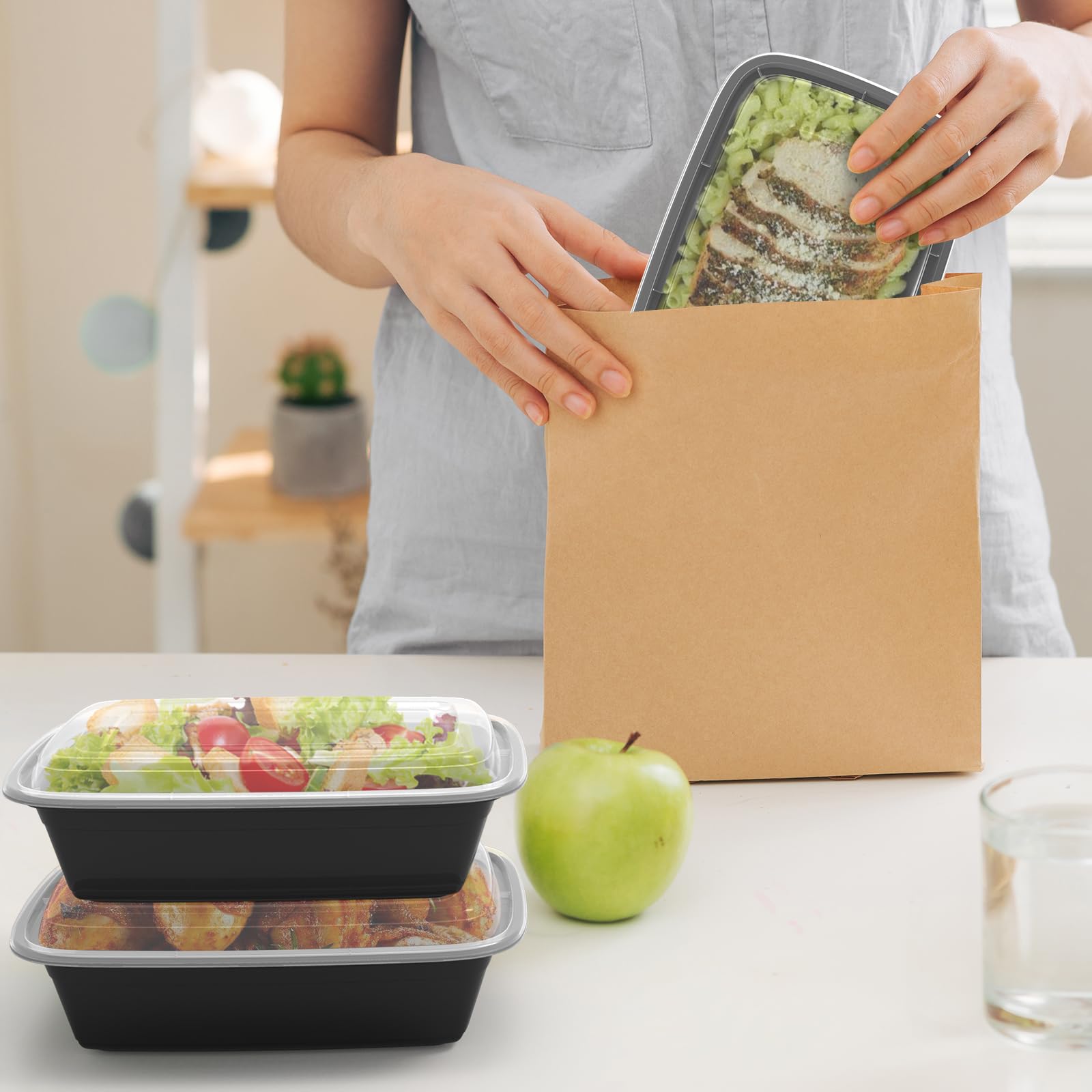 Meal Prep Containers Reusable 38oz - Food Containers with Lids 50 Pack, Disposable to Go Containers, Leakproof Food Prep Containers, Stackable, Takeout, BPA-Free, Microwave/Freezer Safe - Available at All In One Marketplace Canada