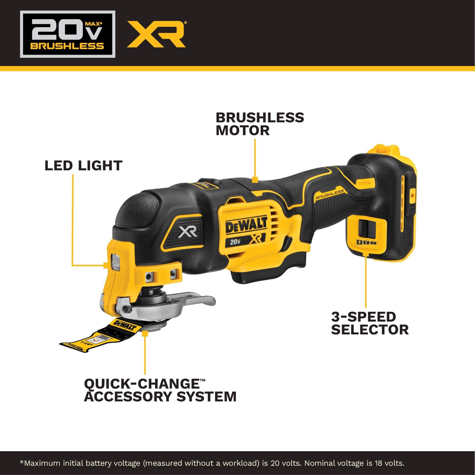 DEWALT 20V MAX XR Oscillating Multi-Tool Kit, Variable Speed (DCS356D1) DEWALT