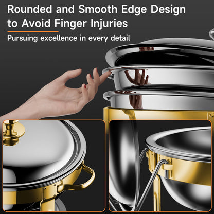 Chafing Dishes for Buffet, 4 Pack 5QT Round Stainless Steel Chafing Dish Set for Home Parties, Christmas Gatherings, Catering Events Complete Buffet Warmer Set (Golden, 4PACK) 🍁 All In One Marketplace Canada
