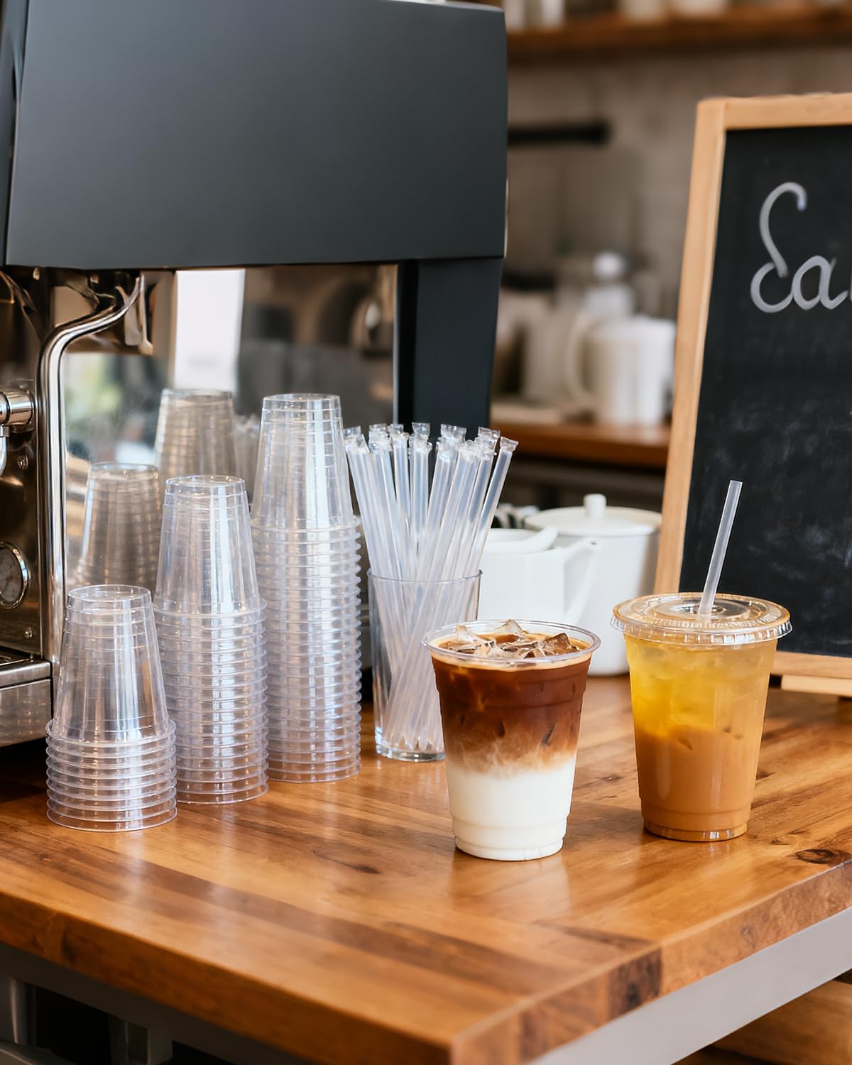 Goodluck 100 Pack 16oz Plastic Cups with Lids and Straws, Clear Disposable Iced Coffee Cups, Food Safe Cold Drink Cups for Bubble Tea, Smoothies & Shakes, BPA Free - Available at All In One Marketplace Canada