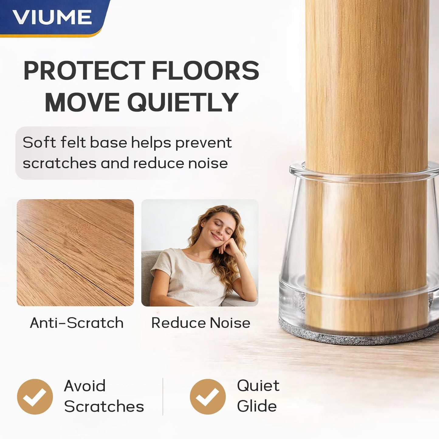 Chair Leg Floor Protectors 24PCS Furniture Sliders for Hardwood Floors, Silicone Chair Leg Protectors for Protecting Floors from Scratches and Noise, Fit:15/16" to 1-5/16" (23-33mm)