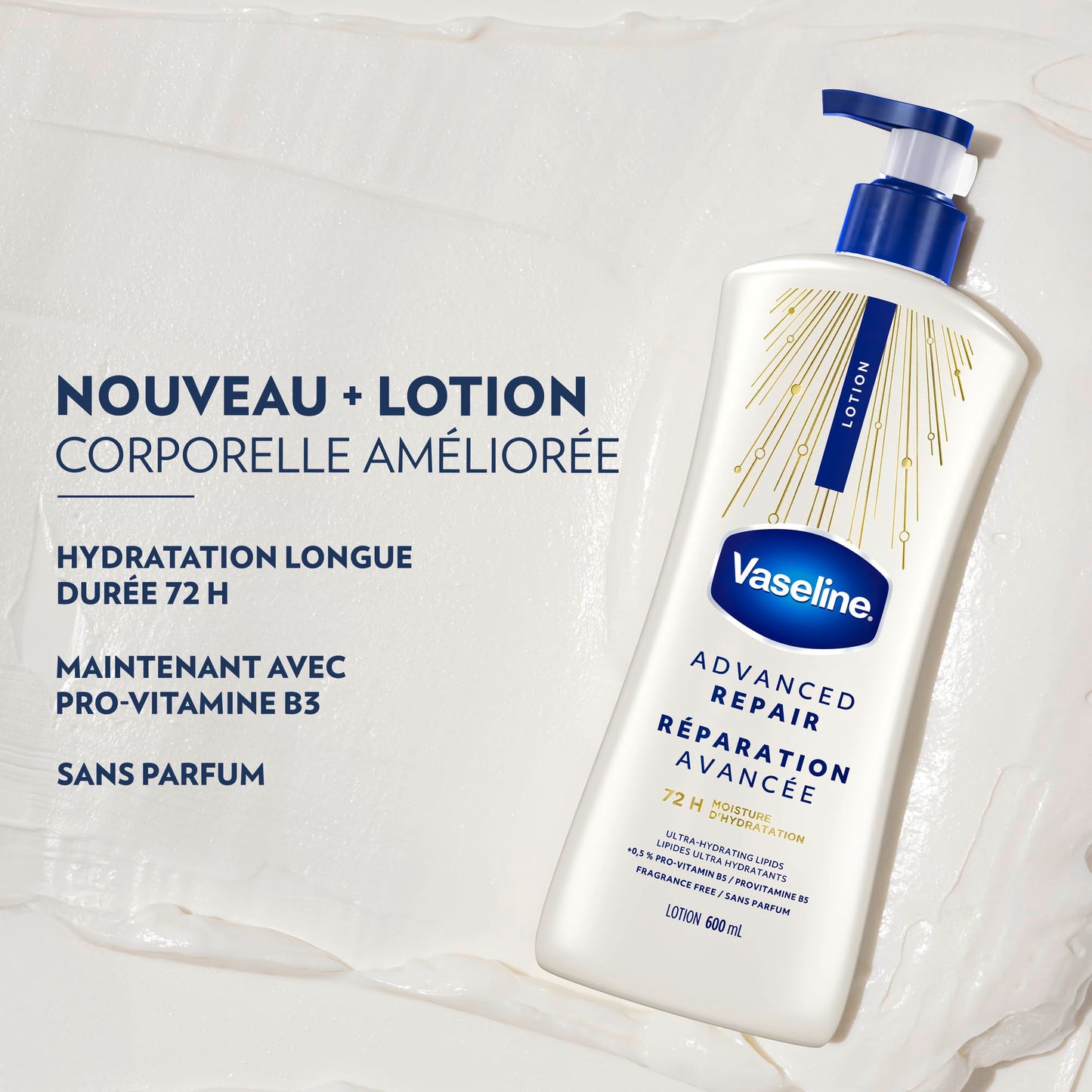 Vaseline Intensive Care Advanced Repair Unscented Body Lotion for Dry Skin with 48H Moisture + Ultra hydrating lipids, 600 ml (3-pack) - Available at All In One Marketplace Canada