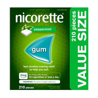 Nicorette Nicotine Gum, Quit Smoking and Smoking Cessation Aid, Ultra Fresh Mint, 2mg, 210 pieces Nicorette