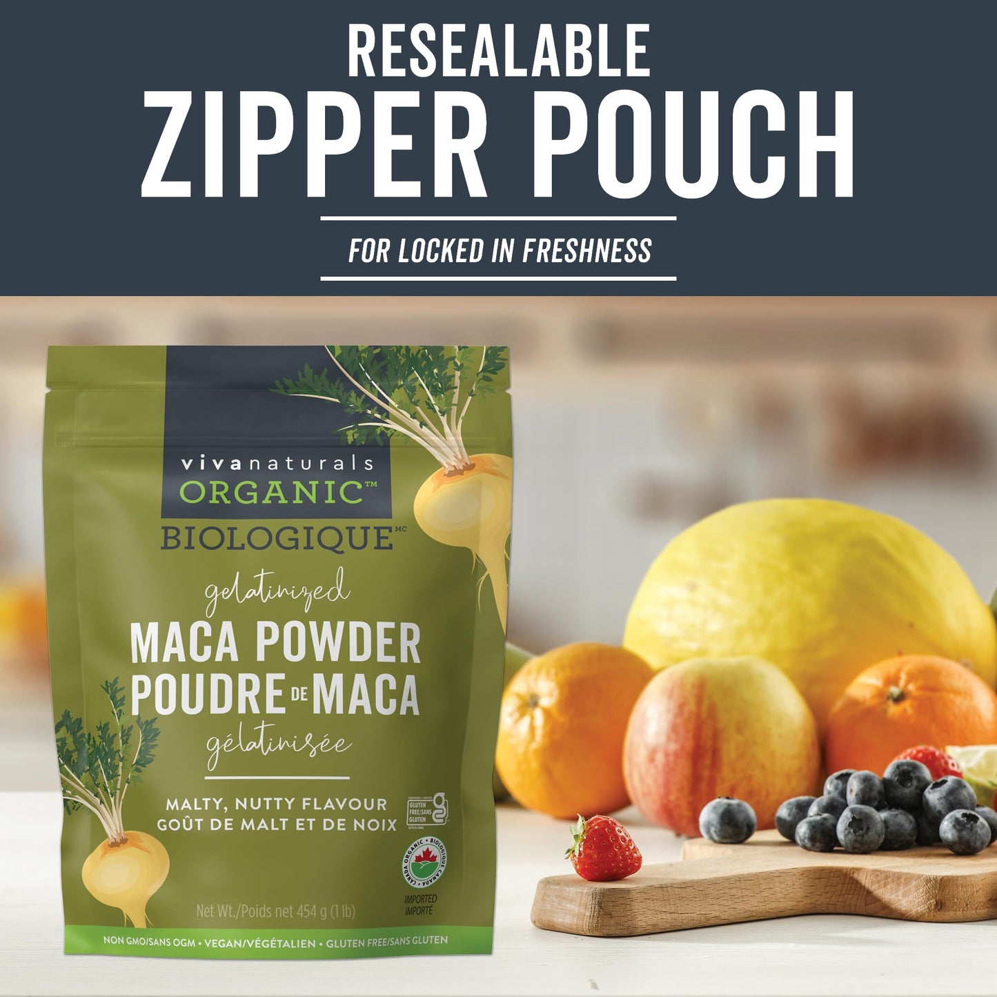 Viva Naturals Organic Maca Powder, Gelatinized Peruvian Maca Root Powder, Non-GMO, 1 lb Viva Naturals