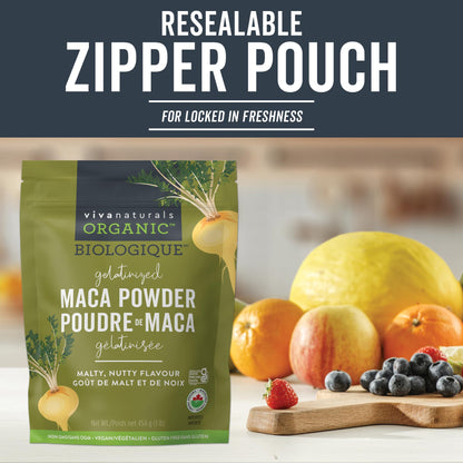 Viva Naturals Organic Maca Powder, Gelatinized Peruvian Maca Root Powder, Non-GMO, 1 lb Viva Naturals