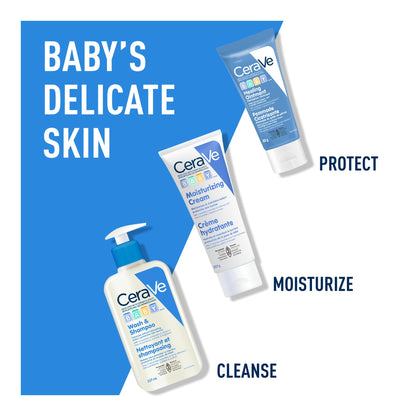CeraVe BABY Moisturizing Cream, Gentle Baby Skincare For Face and Body with Ceramides and Hyaluronic Acid, Fragrance-Free, Paraben-Free & Dye-Free, Developed with Pediatric Dermatologists, 227GR