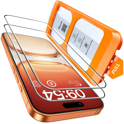 TOCOL 2 Pack for iPhone 16 Pro Max Screen Protector [Instant Installation][Auto-Dust Removal][HD Clear], Unbreakable 9H+Hardness Shatterproof Tempered Glass [Bubble Proof]