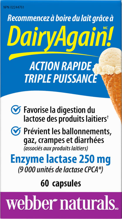 Webber Naturals Dairy Again Lactase Enzyme, 60 Capsules Webber Naturals