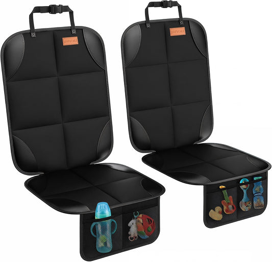 Smart eLf Car Seat Protector, 2Pack car seat Protector for Baby carseat with Thickest Padding, Non Slip Backing Mesh Pockets for Baby, Pet