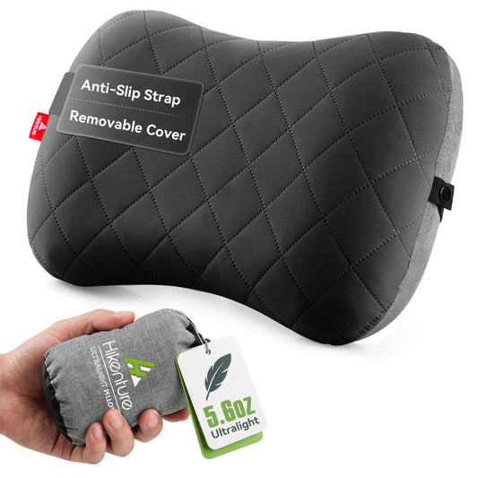 Hikenture Camping Pillow with Removable Cover - Ultralight Inflatable Pillow for Neck Lumber Support - Upgrade Backpacking Pillow - Washable Travel Air Pillows for Camping, Hiking, Backpacking (Black)