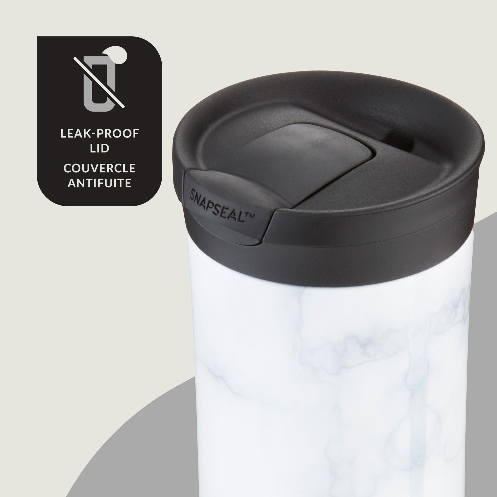 Contigo Huron 2.0 Couture Stainless Steel Travel Tumbler, Vacuum-Insulated Metal Tumbler for Coffee and Tea with Leak-Proof Lid, White Marble, 20 oz (591 mL) Contigo