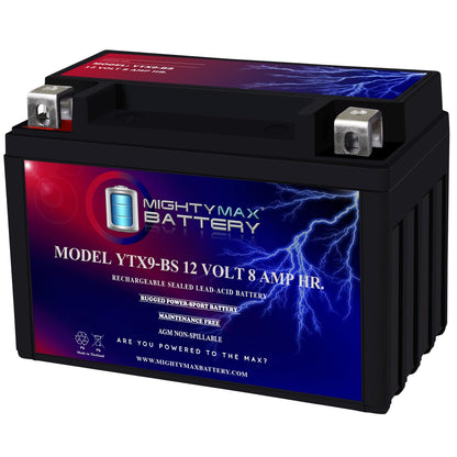 Mighty Max Battery YTX9-BS -12 Volt 8 AH, 135 CCA, Rechargeable Maintenance Free SLA AGM Motorcycle Battery Mighty Max Battery