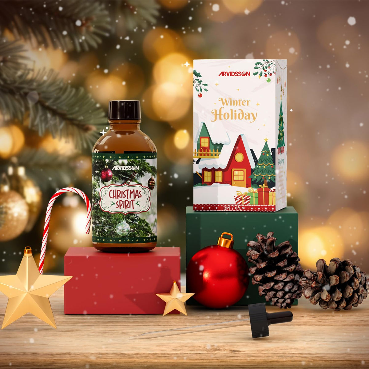 Christmas Spirit Essential Oil 4 Fl Oz (120ml), ARVIDSSON Christmas Tree Fragrance Oil, Winter Essential Oil for Diffusers, Candle Making, Holiday Scented Oil for Home 🍁 All In One Marketplace Canada