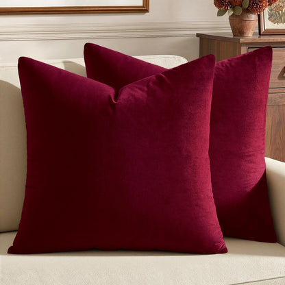 MIULEE Pack of 2 Christmas Velvet Throw Pillow Covers 18x18 Wine Red 🍁 All In One Marketplace Canada