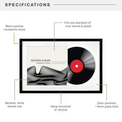 MCS Groove Record Album Frame, Black, 16.5 x 25 in