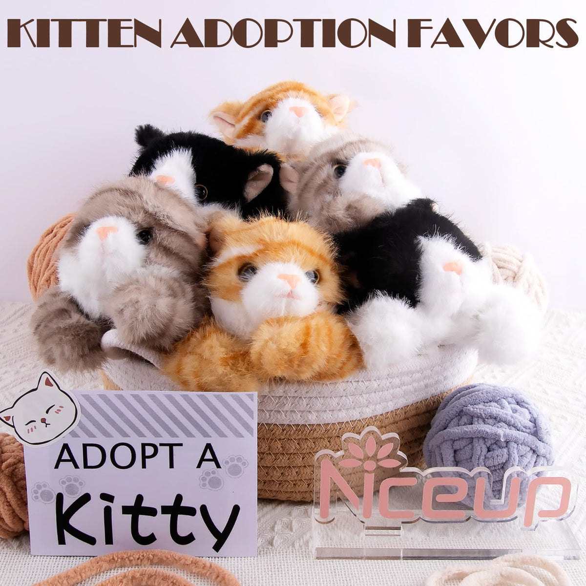Niceup 3pcs Kitten Stuffed Animal, 7in Small Plush Kitty Cat with Sensory Beans, Pet Adoption Party Favors Black Orange Grey Cat Stuffy Toys for Kids Gift Halloween Décor Christmas Stock Stuffers 🍁 All In One Marketplace Canada