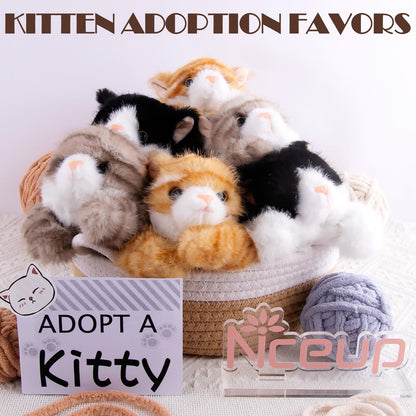 Niceup 3pcs Kitten Stuffed Animal, 7in Small Plush Kitty Cat with Sensory Beans, Pet Adoption Party Favors Black Orange Grey Cat Stuffy Toys for Kids Gift Halloween Décor Christmas Stock Stuffers 🍁 All In One Marketplace Canada
