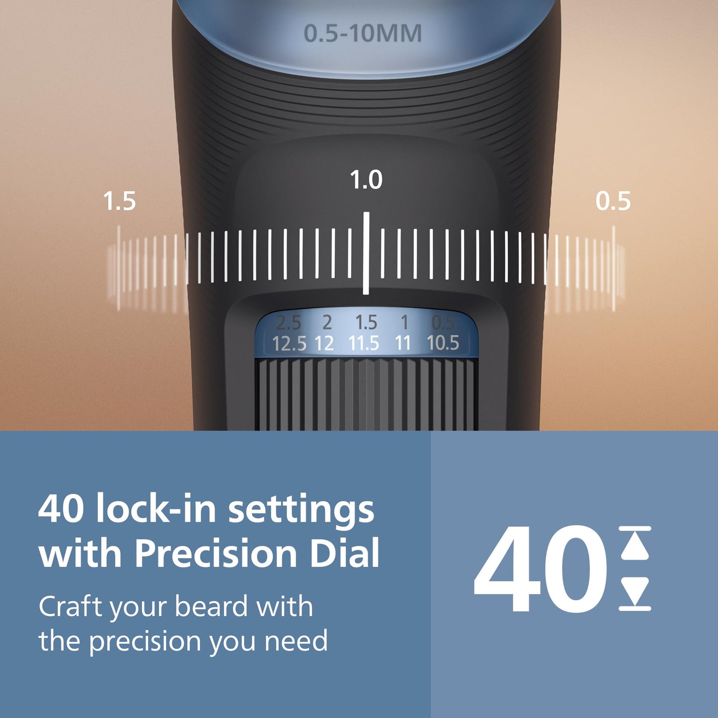 Philips Beard Trimmer 3000 Series - Self-sharpening Metal Blades, 40 Lock-in Settings, Lift&Trim Comb, 100% Waterproof, Battery Indicator, USB Charging, Model BT3660/15 - Available at All In One Marketplace Canada