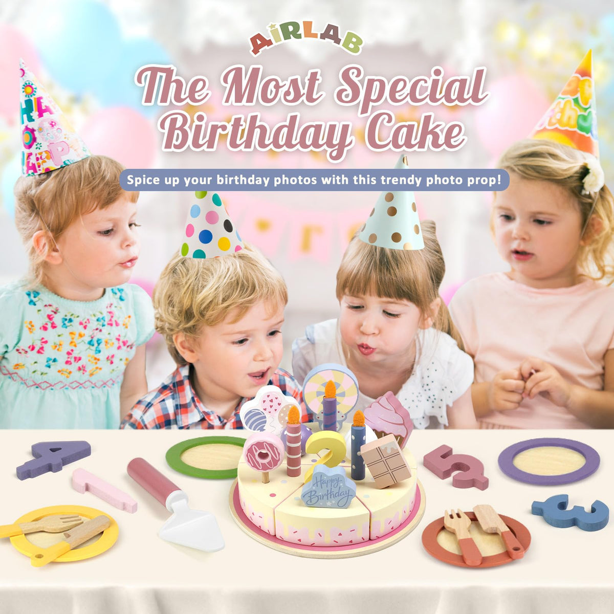 Wooden Birthday Party Cake Play Food Sets 🍁 All In One Marketplace Canada